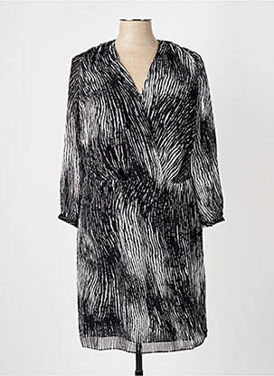 Rochie midi imprimeu fantezie mâneci lungi negru ELORA femeie
