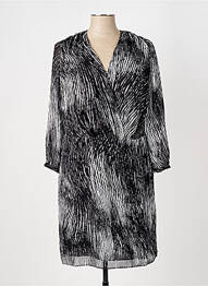 Rochie midi imprimeu fantezie mâneci lungi negru ELORA femme