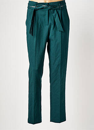 Pantalon slim țesătură poplin mărime normală verde ELORA femeie