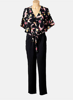 Salopetă-pantalon închidere cu fermoar la spate mâneci scurte negru ELORA femeie