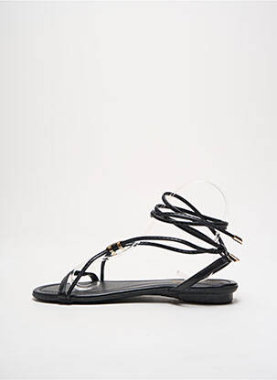 Sandale/pantofi decupați material neted toc plat până la 3 cm negru WITH MY SANDS femeie