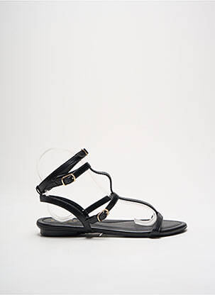 Sandale/pantofi decupați material neted toc plat până la 3 cm negru WITH MY SANDS femeie
