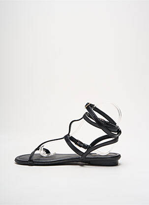 Sandale/pantofi decupați material neted toc plat până la 3 cm negru WITH MY SANDS femeie
