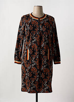 Rochie midi imprimeu floral mâneci lungi maro GUY DUBOUIS femeie