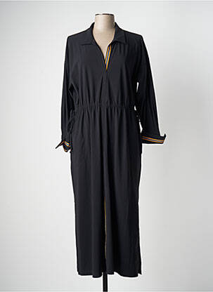 Rochie lungă țesătură poplin mâneci 3/4 negru INDIES femeie