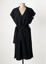 Rochie midi țesătură crep mâneci scurte negru HANA SAN femeie