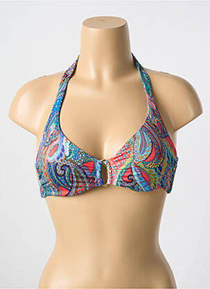 Sutien de costum de baie elasticitate sutien cupe întregi cu decolteu înalt albastru CYELL femeie