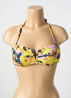 Sutien de costum de baie elasticitate sutien cu susținere înaltă și burete detașabil galben CYELL femeie