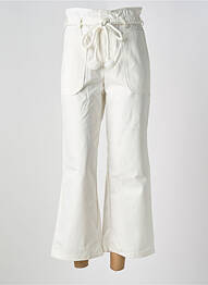 Pantalon 7/8 țesătură poplin mărime normală alb PETITE MENDIGOTE femme