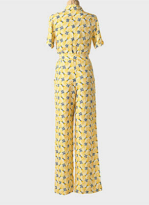 Salopetă-pantalon țesătură crep mâneci scurte galben TARA JARMON femeie