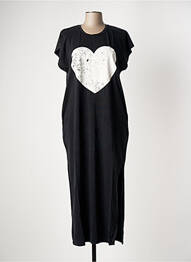 Rochie lungă țesătură poplin mâneci scurte negru FIVE femeie