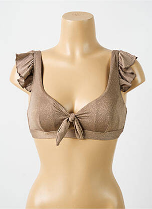 Sutien de costum de baie elasticitate sutien cupe întregi cu decolteu înalt maro CYELL femeie