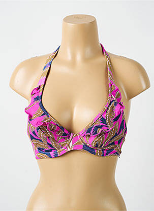 Sutien de costum de baie elasticitate sutien cupe întregi cu decolteu înalt roz CYELL femeie