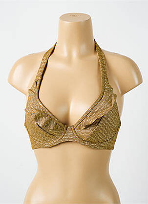 Sutien de costum de baie elasticitate sutien cupe întregi cu decolteu înalt auriu CYELL femeie