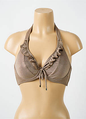 Sutien de costum de baie elasticitate sutien cupe întregi cu decolteu înalt maro CYELL femeie