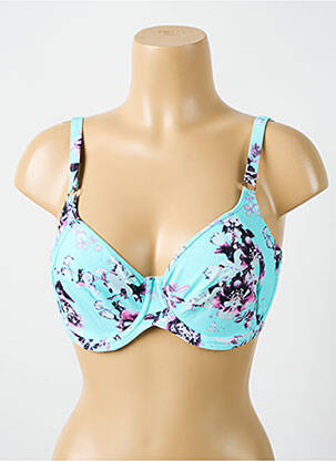 Sutien de costum de baie elasticitate sutien cupe întregi cu decolteu înalt albastru CYELL femeie