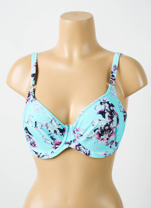 Sutien de costum de baie elasticitate sutien cupe întregi cu decolteu înalt albastru CYELL femme