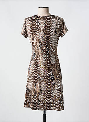 Rochie midi imprimeu fantezie mâneci scurte maro ROMEO POUR JULIETTE femeie