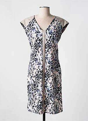 Rochie midi imprimeu fantezie mâneci scurte gri ROMEO POUR JULIETTE femeie