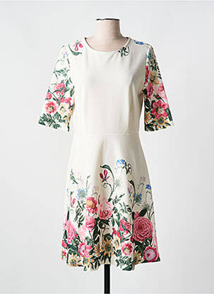 Rochie midi imprimeu fantezie mâneci scurte alb ROMEO POUR JULIETTE femeie