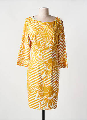 Rochie midi mâneci 3/4 mâneci 3/4 galben FOR HER PARIS femeie