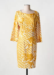 Rochie midi mâneci 3/4 mâneci 3/4 galben FOR HER PARIS femme