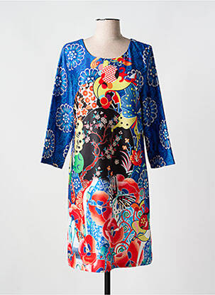 Rochie midi mâneci 3/4 mâneci 3/4 albastru FOR HER PARIS femeie