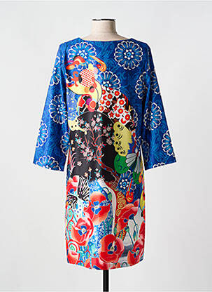 Rochie midi mâneci 3/4 mâneci 3/4 albastru FOR HER PARIS femeie