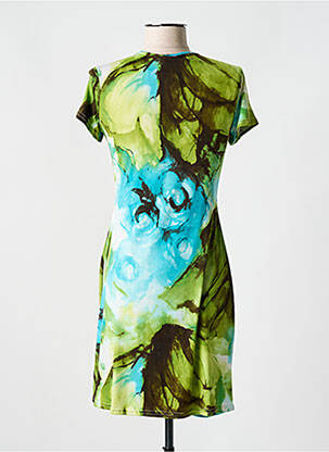 Rochie scurtă croială evazată mâneci scurte verde ROMEO POUR JULIETTE femeie