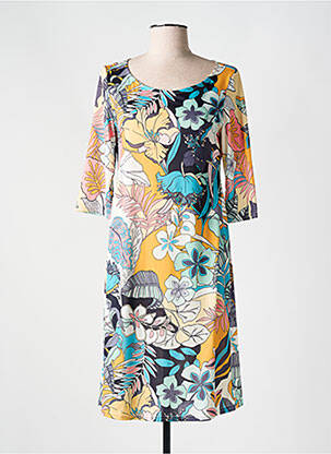Rochie midi imprimeu floral mâneci 3/4 galben ROMEO POUR JULIETTE femeie