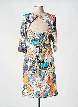 Rochie midi imprimeu floral mâneci 3/4 galben ROMEO POUR JULIETTE femeie