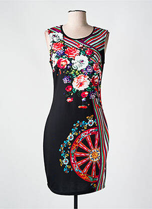 Rochie midi imprimeu floral fără mâneci negru 101 IDEES femeie