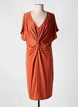 Rochie midi mâneci scurte mâneci scurte portocalie CYELL femeie