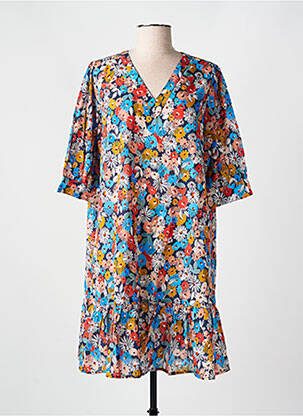 Rochie midi imprimeu floral mâneci scurte albastru CYELL femeie