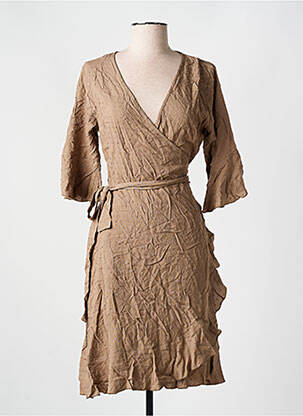 Rochie midi mâneci scurte mâneci scurte maro CYELL femeie