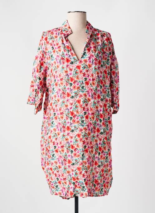 Rochie midi imprimeu floral mâneci scurte roz CYELL femme