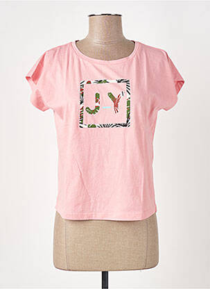Tricou serigrafie flockată mâneci scurte roz JOACY femeie