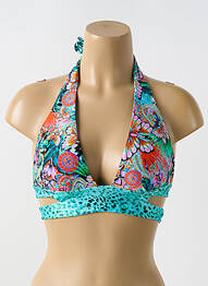 Sutien de costum de baie elasticitate sutien cupe întregi cu decolteu înalt albastru LULI FAMA femme