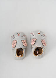 Papuci/pantofi de casă talpă exterioară din piele vârf rotund gri MOULIN ROTY fille
