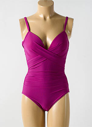 Costum de baie dintr-o singură piesă efect material satinat top sutien modelat violet MIRACLESUIT femeie
