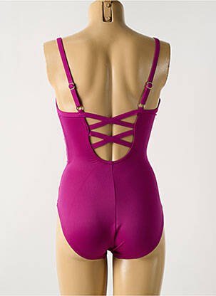 Costum de baie dintr-o singură piesă efect material satinat top sutien modelat violet MIRACLESUIT femeie
