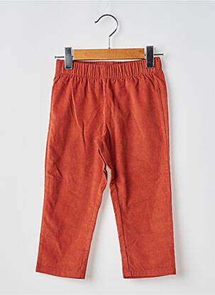 Pantalon drept țesătură catifea talie elastică portocalie MOULIN ROTY fată
