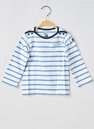 Tricou decolteu bărcuță mâneci lungi albastru ELLE EST OU LA MER copil