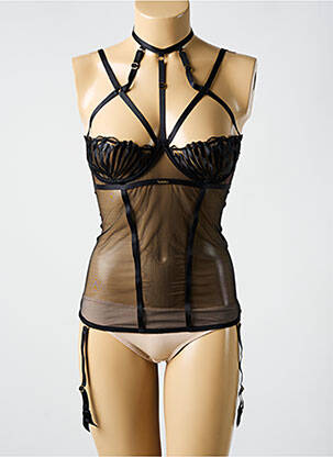 Corset broderie negru AJOUR femeie