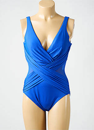 Costum de baie dintr-o singură piesă efect material satinat top sutien modelat albastru MIRACLESUIT femeie