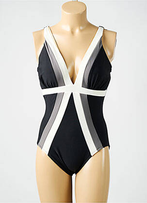 Costum de baie dintr-o singură piesă efect material satinat top sutien modelat negru MIRACLESUIT femeie