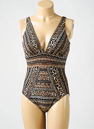 Costum de baie dintr-o singură piesă imprimeu fantezie top triunghiuri maro MIRACLESUIT femeie