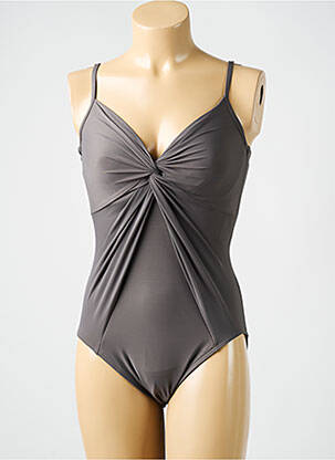 Costum de baie dintr-o singură piesă efect material satinat sutien cupe întregi cu decolteu înalt gri MIRACLESUIT femeie