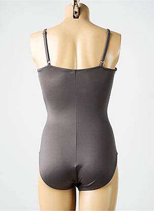 Costum de baie dintr-o singură piesă efect material satinat sutien cupe întregi cu decolteu înalt gri MIRACLESUIT femeie