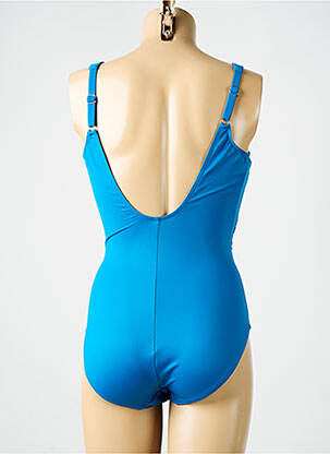 Costum de baie dintr-o singură piesă efect material satinat sutien cupe întregi cu decolteu înalt albastru MIRACLESUIT femeie
